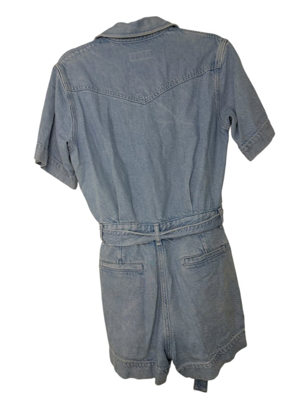 NWOT Rag & Bone Denim Utility Romper- XS- Blue Belted Short Sleeve- MSRP $398 - Picture 2 of 15
